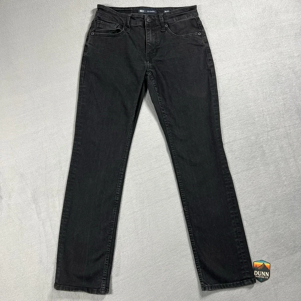 BKE Jeans Mens 29x32 Black Jake Straight Mid Rise Dark Wash Stretch Denim